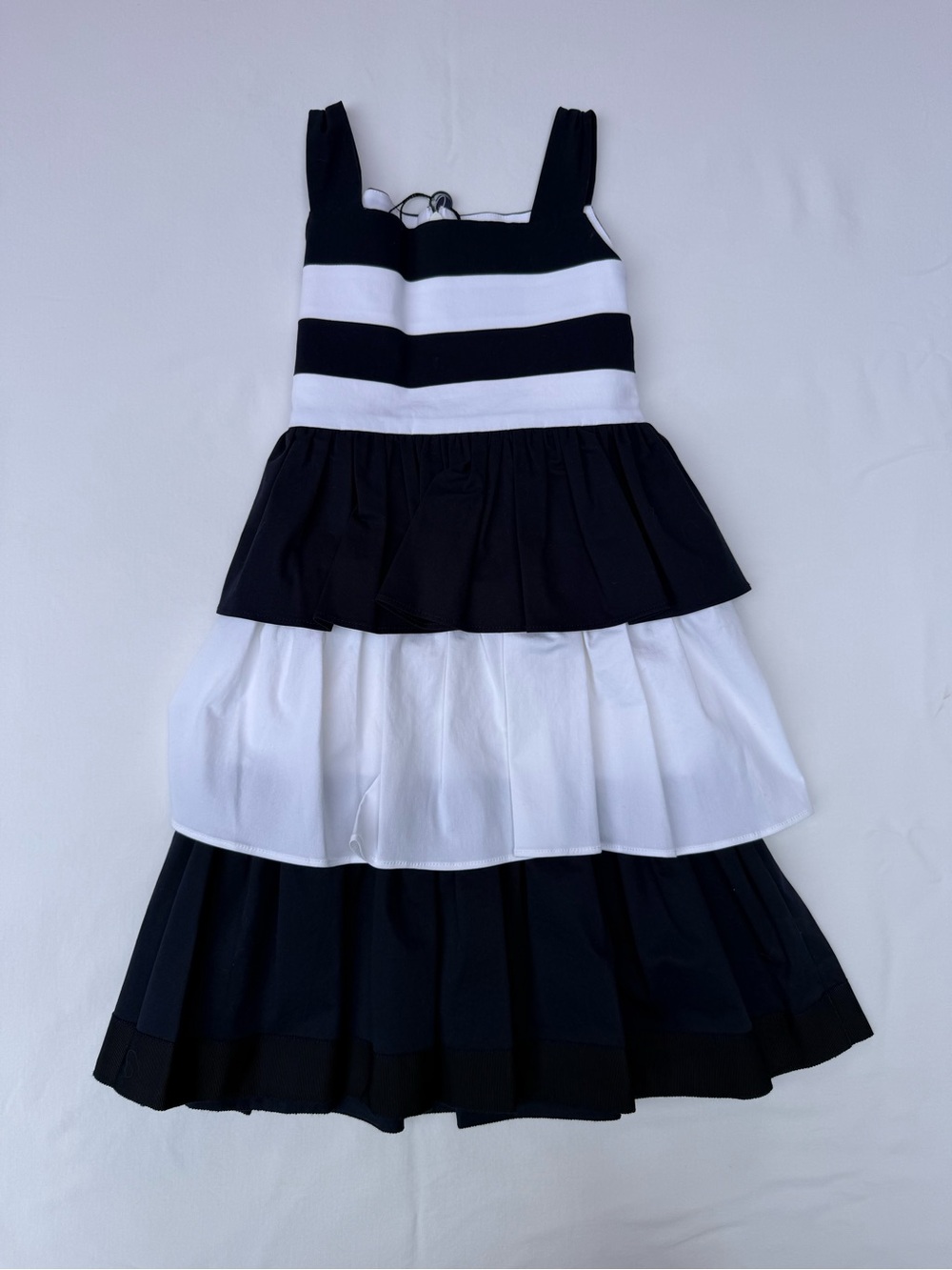 Oscar de la Renta Black and White Tiered Girls' Dress (stain on bow)